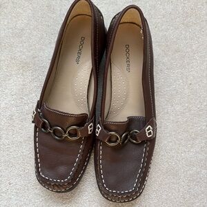 Dockers Loafers Comfort Slip One Low Heel Casual Moccasins Square Toe Brown 7M